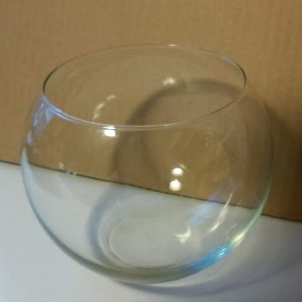 Bowl Or Vase Round Glass or Crystal 4 3/4" Tall Widest Is 6" Top Opening 4 1/2"